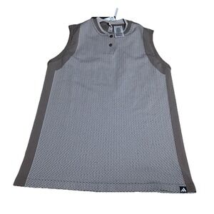 ADIDAS Brown Gray Sleeveless Active Athletic Golf Vest Shirt Top‎ SZ L